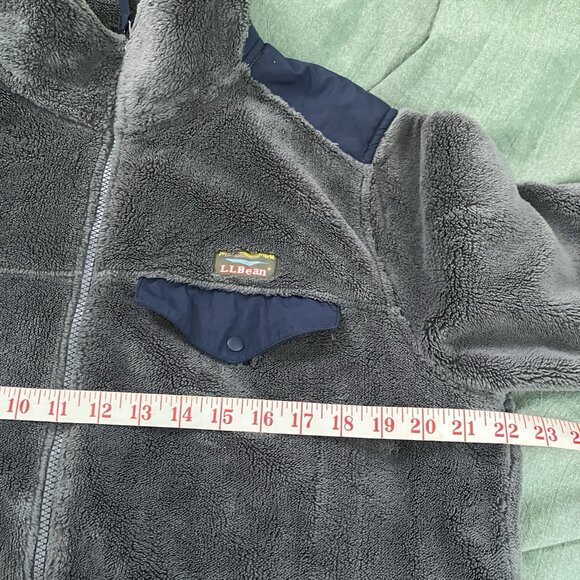 L.L. Bean Hi Pile Fleece Jacket Mens M Reg Gray Full Zip Blue Outdoor Gorpcore - Picture 9 of 12